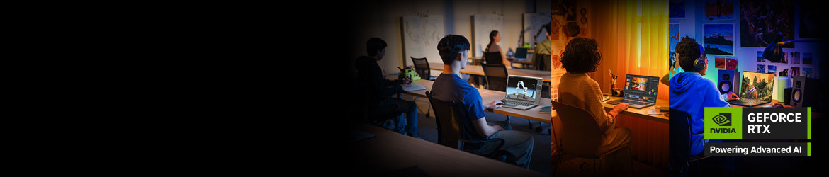 Campus. Artisanat. Concurrence. Découvrez des flux de travail plus rapides, des outils plus intelligents et des jeux immersifs grâce à l'IA de NVIDIA et aux graphismes de la série RTX 50.